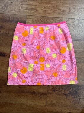 Vintage Lilly Pulitzer Paper Lantern Monkey Skirt Pink Size 10 White Label